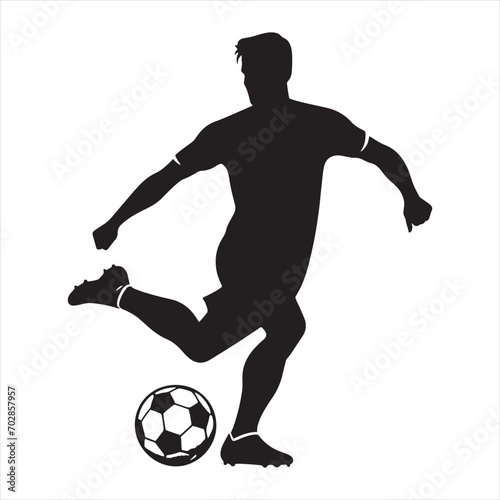 Dynamic Maneuvers: Football Player Silhouette Demonstrating Skill, Perfect for Sports Posters and Sportsman Black Vector Stock
