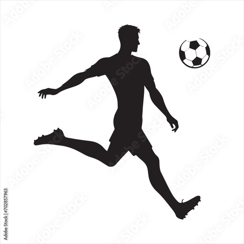 Victory Leap: A Silhouette of a Football Player Celebrating Success, Ideal for Sports Posters and Sportsman Black Vector Stock  © Vista