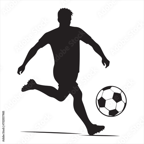 Dynamic Defense: A Silhouette of a Football Player Protecting the Goal, Perfect for Sports Promotions and Sportsman Black Vector Stock 