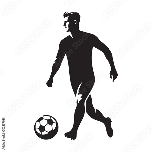 Dynamic Tackle: Football Player Silhouette Making a Impactful Move, Great for Sports Illustrations and Sportsman Black Vector Stock
