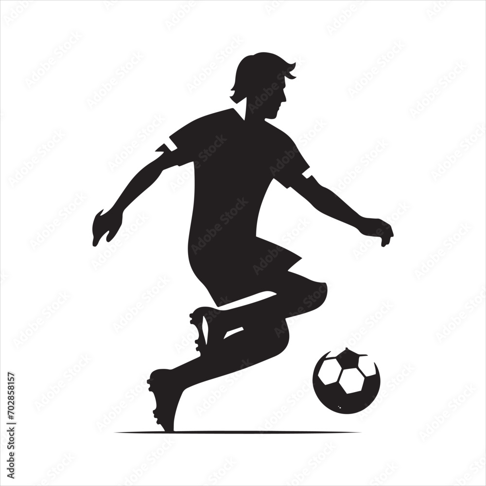 Athletic Precision: A Silhouette of a Football Player in Accurate Play, Ideal for Sports-themed Projects and Sportsman Black Vector Stock
