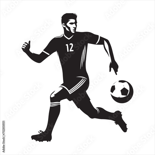 Victory Stride: Football Player Silhouette Leading the Charge, Great for Sports Campaigns and Sportsman Black Vector Stock 