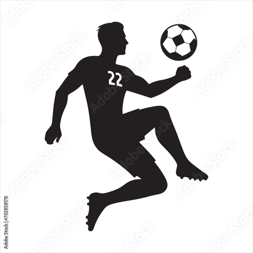 Goal Celebration: Football Player Silhouette in Triumph, Ideal for Sports Marketing and Sportsman Black Vector Stock
