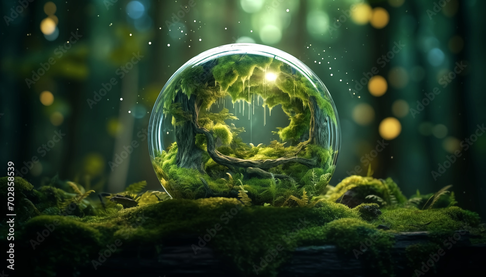 Obraz premium co 2 on green grass with eco car icons and icons
