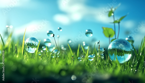 co 2 on green grass with car icons and icons, in the style of Green light emerald and light brown