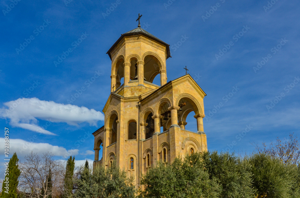 bell tower of Sameba complex in Avlabari district of Tbilisi, Georgia