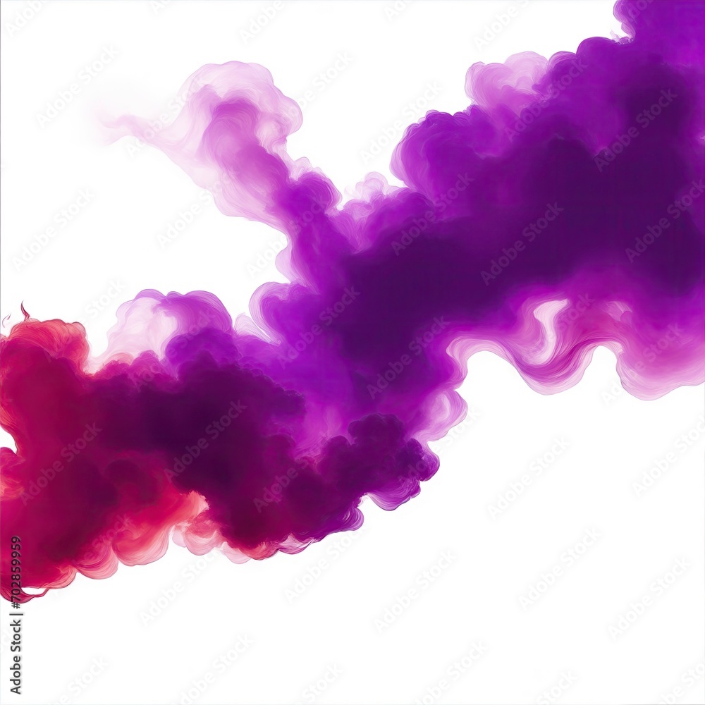 Red and Purple smoke cloud on a white background