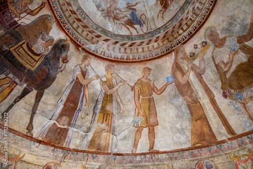 Ceiling fragment of Thracian Tomb of Kazanlak. Stara Zagora Province, Bulgaria. Southeast Europe.