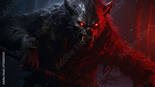 Evil werewolf hunter with red eyes © Reema