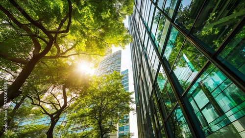 Eco-Friendly Glass Office Building in City

