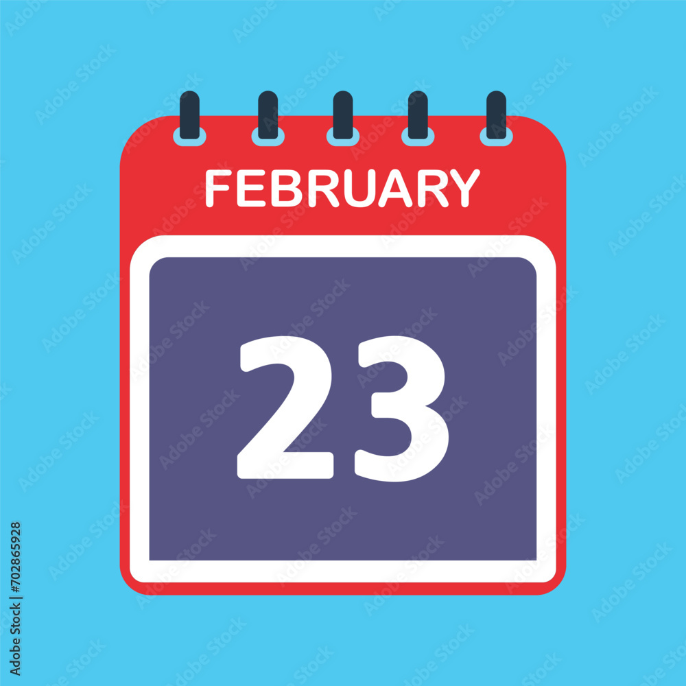 Fototapeta premium 23th February calendar icon. Calendar template for the days of February. vector illustrator.