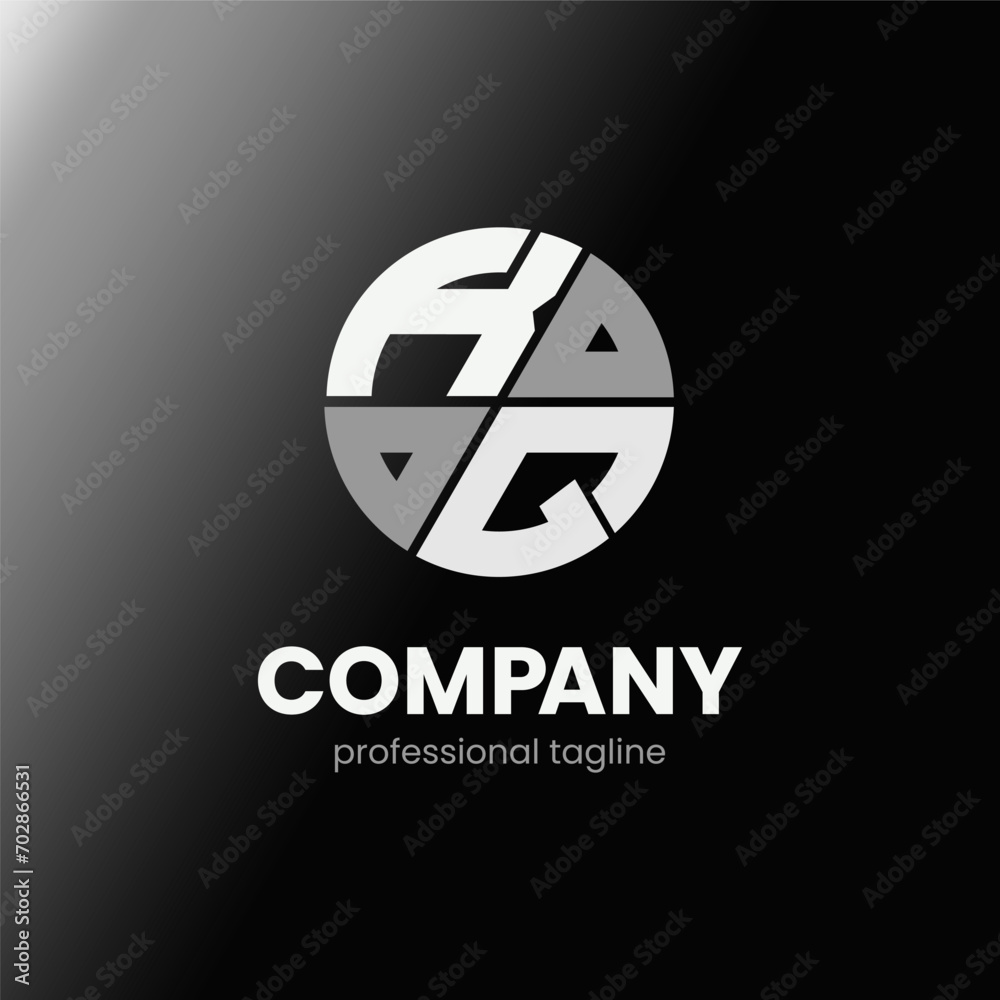 letter KQ initial in monochrome flat design circle shape logo vector illustration letter KQ initial in monochrome flat design circle shape logo vector illustration