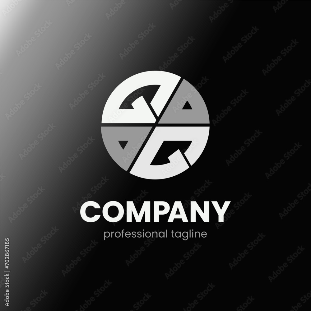 letter QQ initial in monochrome flat design circle shape logo vector illustration letter QQ initial in monochrome flat design circle shape logo vector illustration