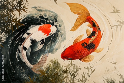 Drawing the symbol of the two energies of yin and yang in the form of a fish.