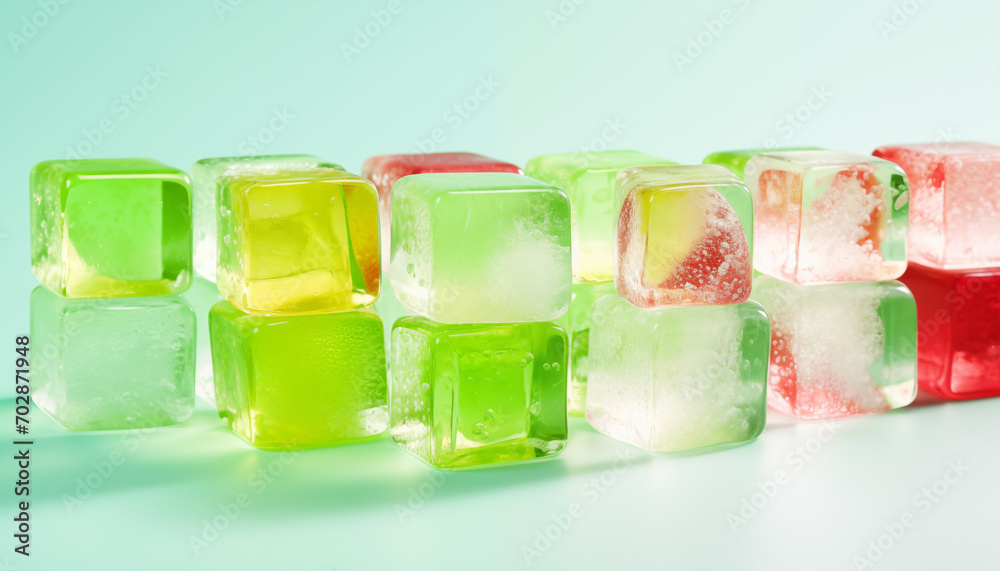 colorful ice cubes with juice