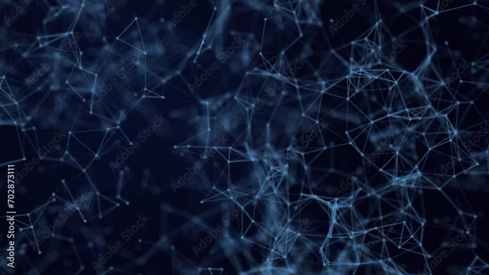 Blue moving connected particles, complex structure, abstract animated background, plexus noise Blue moving connected particles, complex structure, abstract animated background, plexus noise