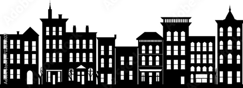 Vector city silhouette with windows. Vector Illustration. AI generated illustration.