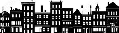 Vector city silhouette with windows. Vector Illustration. AI generated illustration.