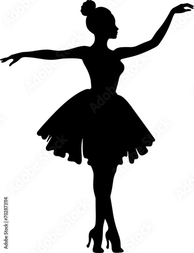 Beautiful drawing ballerina on a white background,sketch,vector. The black silhouette of a dancer. AI generated illustration.