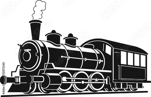 vector retro train logo on white background. AI generated illustration.