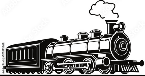 vector retro train logo on white background. AI generated illustration.