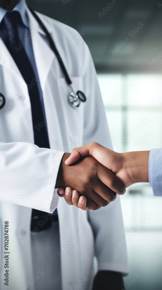 A doctor shaking hands with a patient A doctor shaking hands with a patient