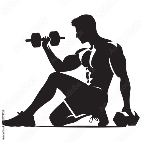 Graceful Strength: Showcase the Powerful Grace of a Gymnast's Silhouette in This Workout Image, Workout Black Vector Stock
 photo