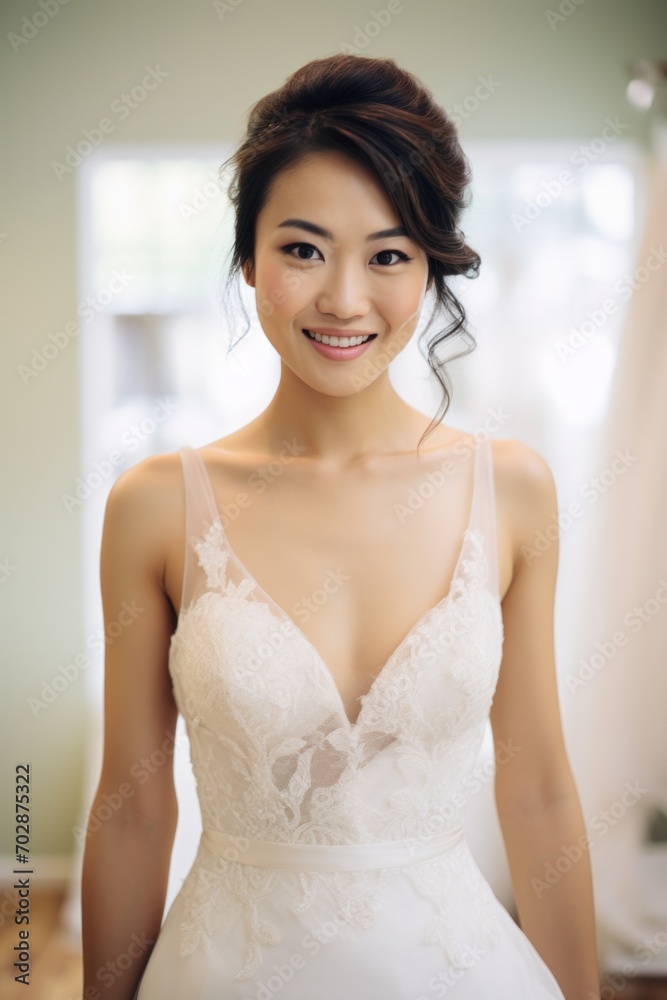 Chinese bride in a white gown exudes beauty and elegance, celebrating love with style and grace. Chinese bride in a white gown exudes beauty and elegance, celebrating love with style and grace.