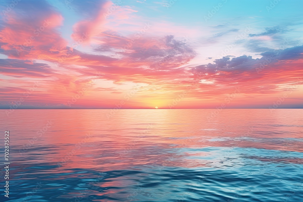 Beautiful seascape. Sunrise over the sea. 3d render, AI Generated