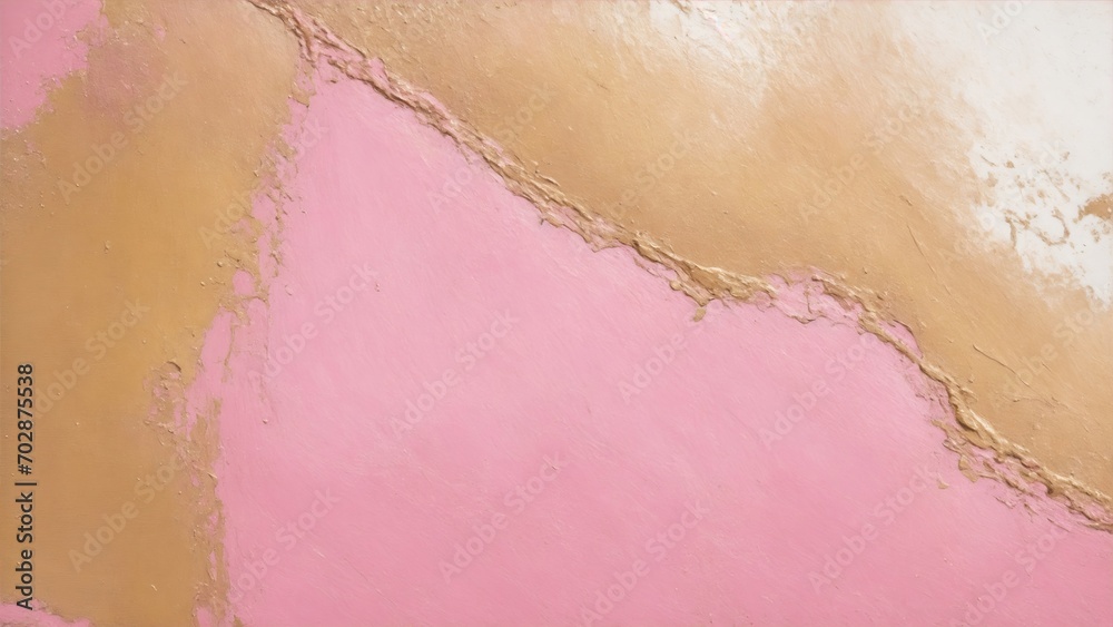 Fototapeta premium Abstract rough Pink and gold brushstroke texture