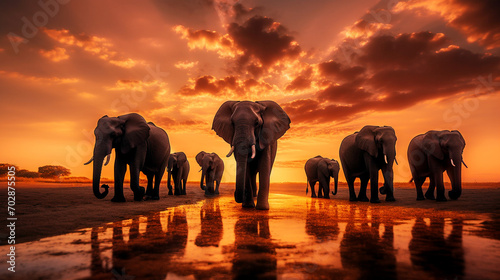Elephants in the wild, beautiful nature, portrait of an elephant, African wildlife.