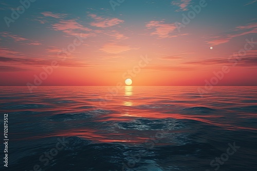 Beautiful seascape. Sunset over the sea. Composition of nature, AI Generated