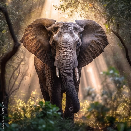 Elephants in the wild, beautiful nature, portrait of an elephant, African wildlife.