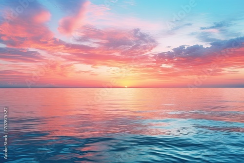 Beautiful seascape. Sunrise over the sea. 3d render, AI Generated © Iftikhar alam