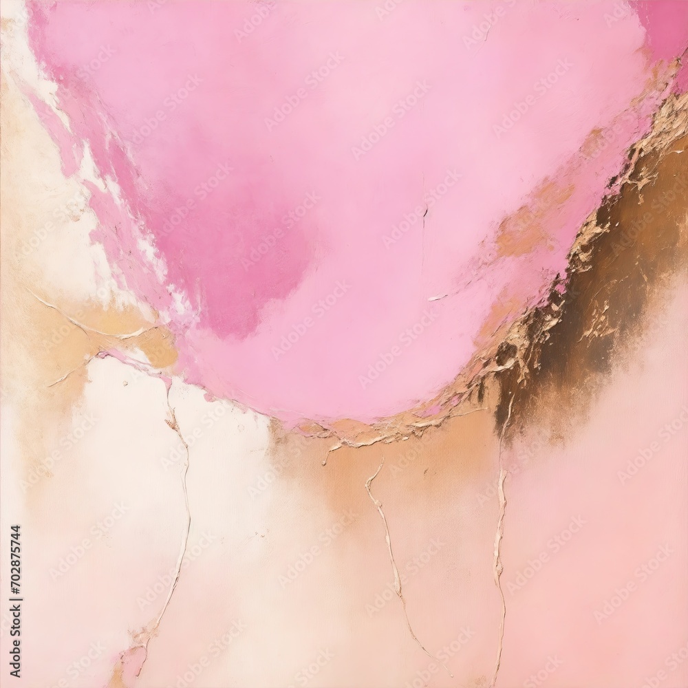 Fototapeta premium Abstract rough Pink and gold brushstroke texture