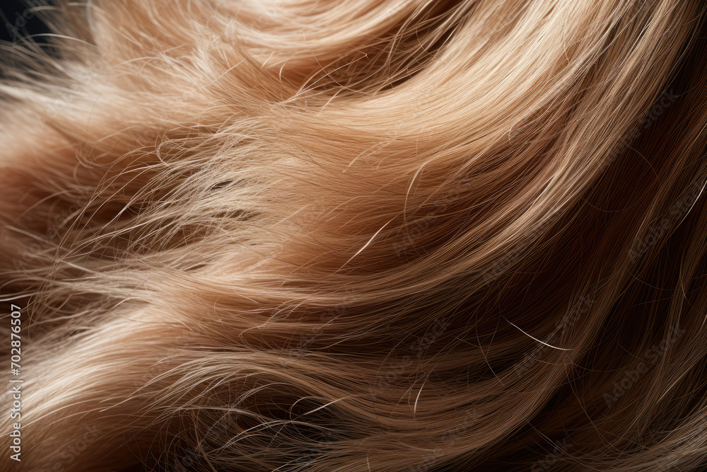 Naklejka premium Woman fashion textured hair shiny styling brown beauty background coiffure blond