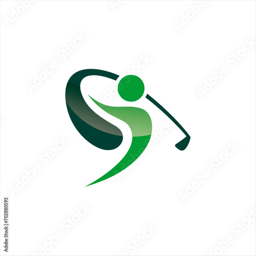 Initial G Golf Logo. golf player silhouette with letter G combination, Flat Design Logo template
