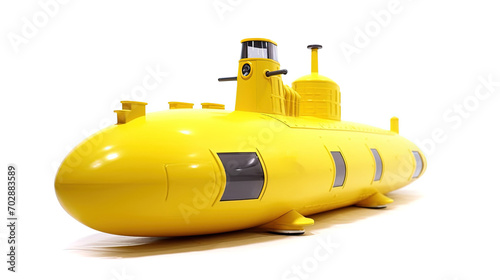 Yellow toy submarine isolated on white background