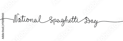 National Spaghetti Day one line continuous phrase. Handwriting line art text. Hand drawn vector art. photo