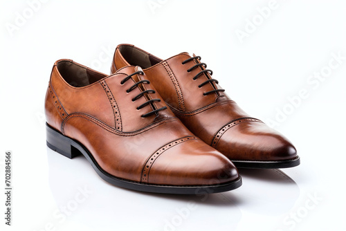 Brown Oxford shoes for men isolated on a white background