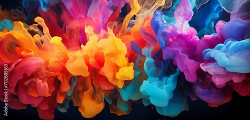 A vivid explosion of liquid colors frozen in time, showcasing the dynamic beauty of fluid motion in an abstract realm