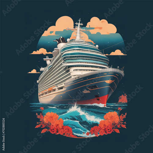 Picture of cruise ship for t-shirt design