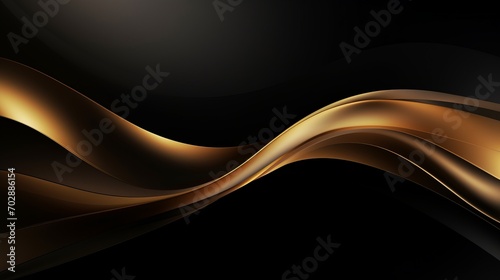 Black and Gold Background with Wavy Lines © cac_tus