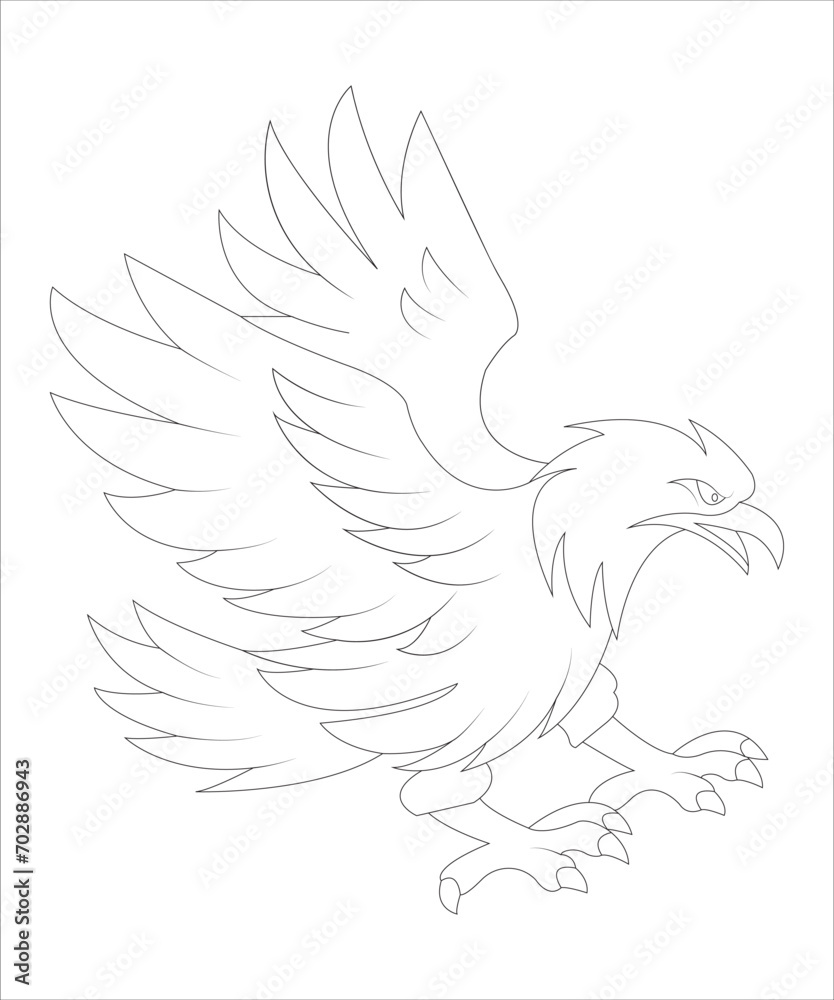 Fototapeta premium Eagle bird coloring book for adults vector