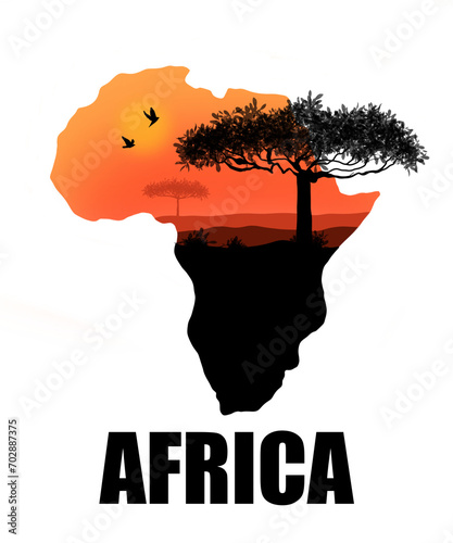 illustration, africa, map of africa, african woman