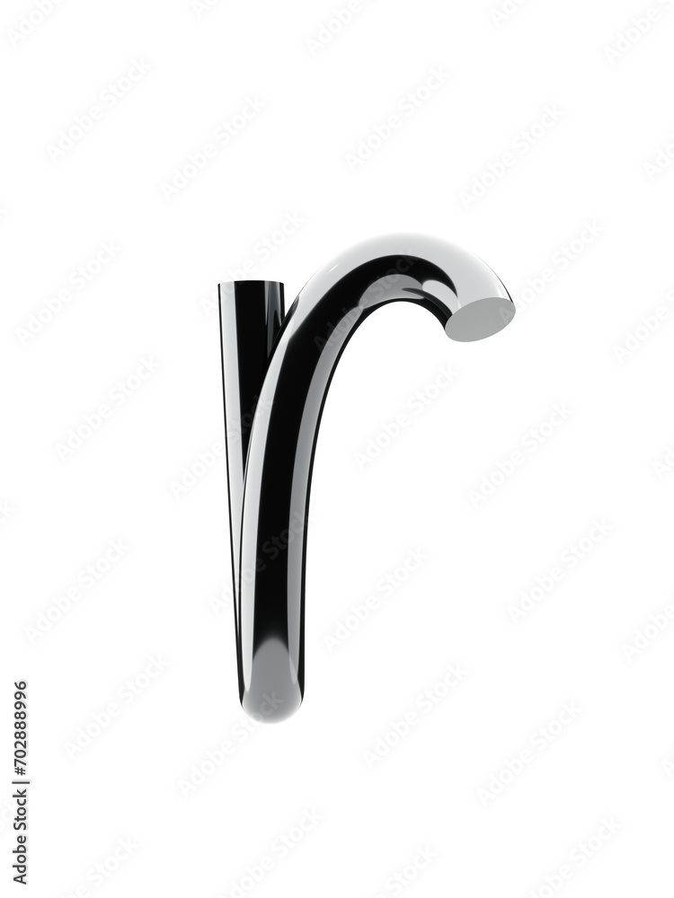 Chrome 3D Letter r, metallic, lowercase, isolated on transparent background with realistic reflections Chrome 3D Letter r, metallic, lowercase, isolated on transparent background with realistic reflections