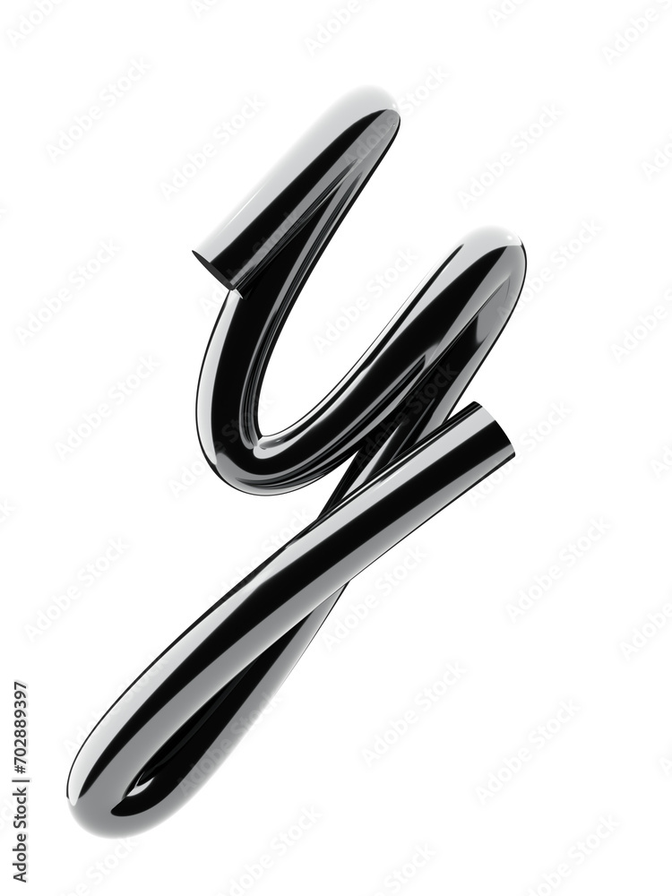 Chrome 3D Letter y, metallic, lowercase, isolated on transparent background with realistic reflections Chrome 3D Letter y, metallic, lowercase, isolated on transparent background with realistic reflections