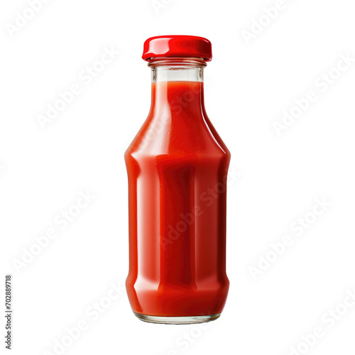 Tomato sauce in Glass bottle isolated on white or transparent background