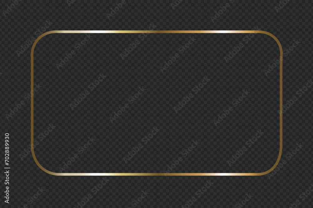 3D Metal Gold Shining Decorative Frame Template. Isolated on Transparent Background. Shining metal gold banner for culture, religion or historical concept designs.