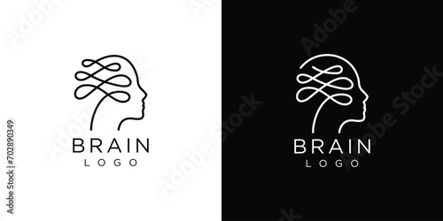 Creative Human Brain Technology Logo. Head Brain, Intelligence, Innovation, Connection. Mental Health Icon Symbol Vector Design Template. photo